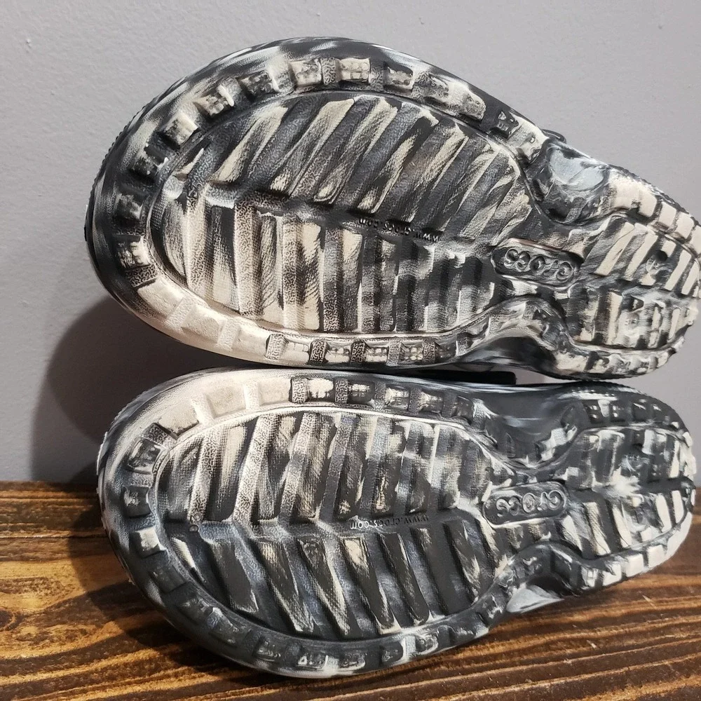 Crocs Classic Lined Clog Black White Marble Tie Dye Men's Size 8